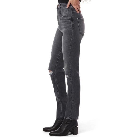 NEW FAVORITE DAUGHTER GRAY DISTRESSED STRAIGHT LEG JEANS - Picture 4 of 8